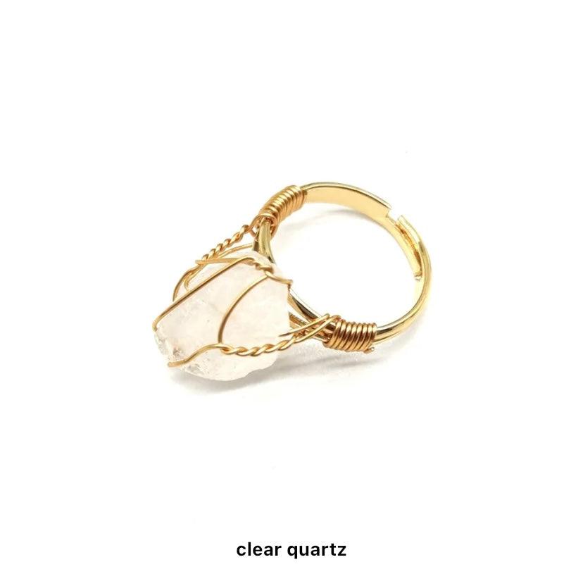 Wire Wrap Natural Stone Rings - Sparkle Jewels