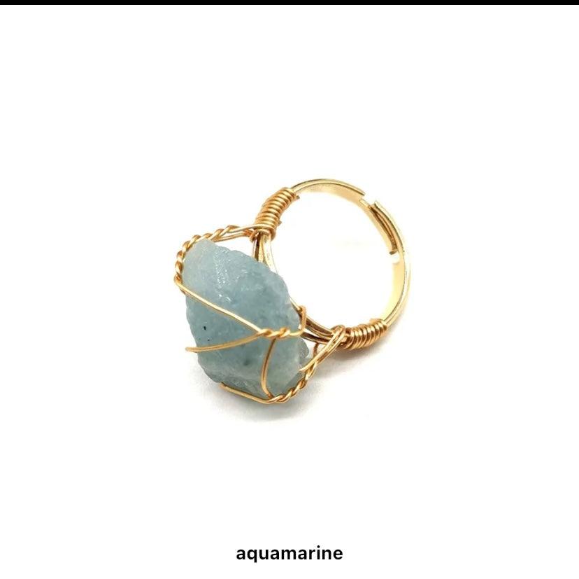Wire Wrap Natural Stone Rings - Sparkle Jewels