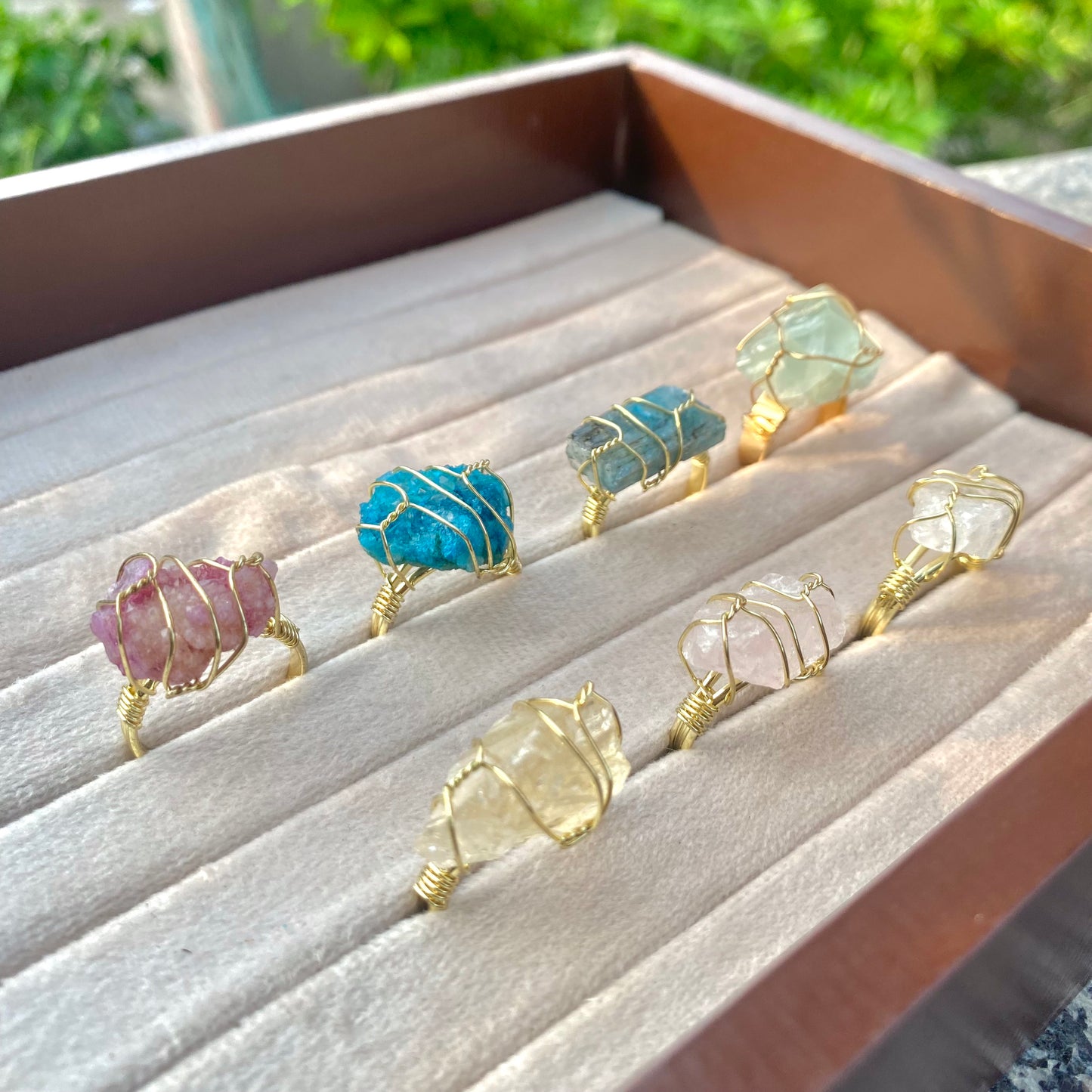 Wire Wrap Natural Stone Rings