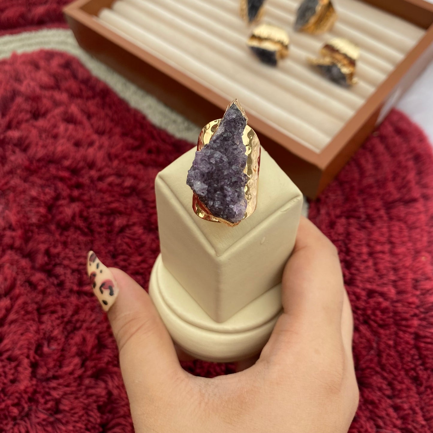 Amethyst Stone Ring - Adjustable