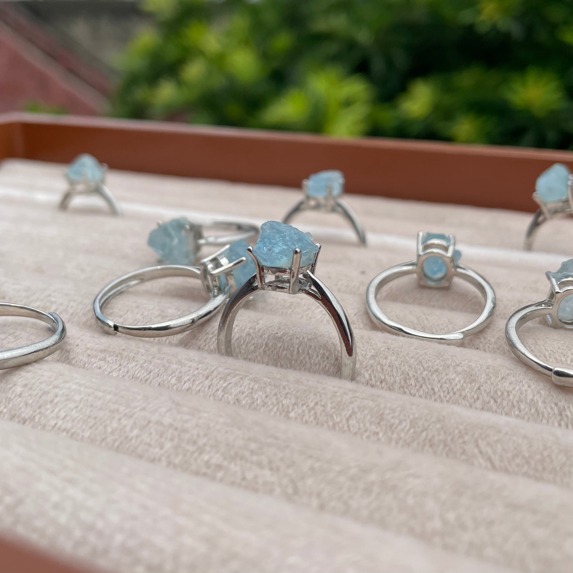 Raw Aquamarine Stone Ring - Adjustable