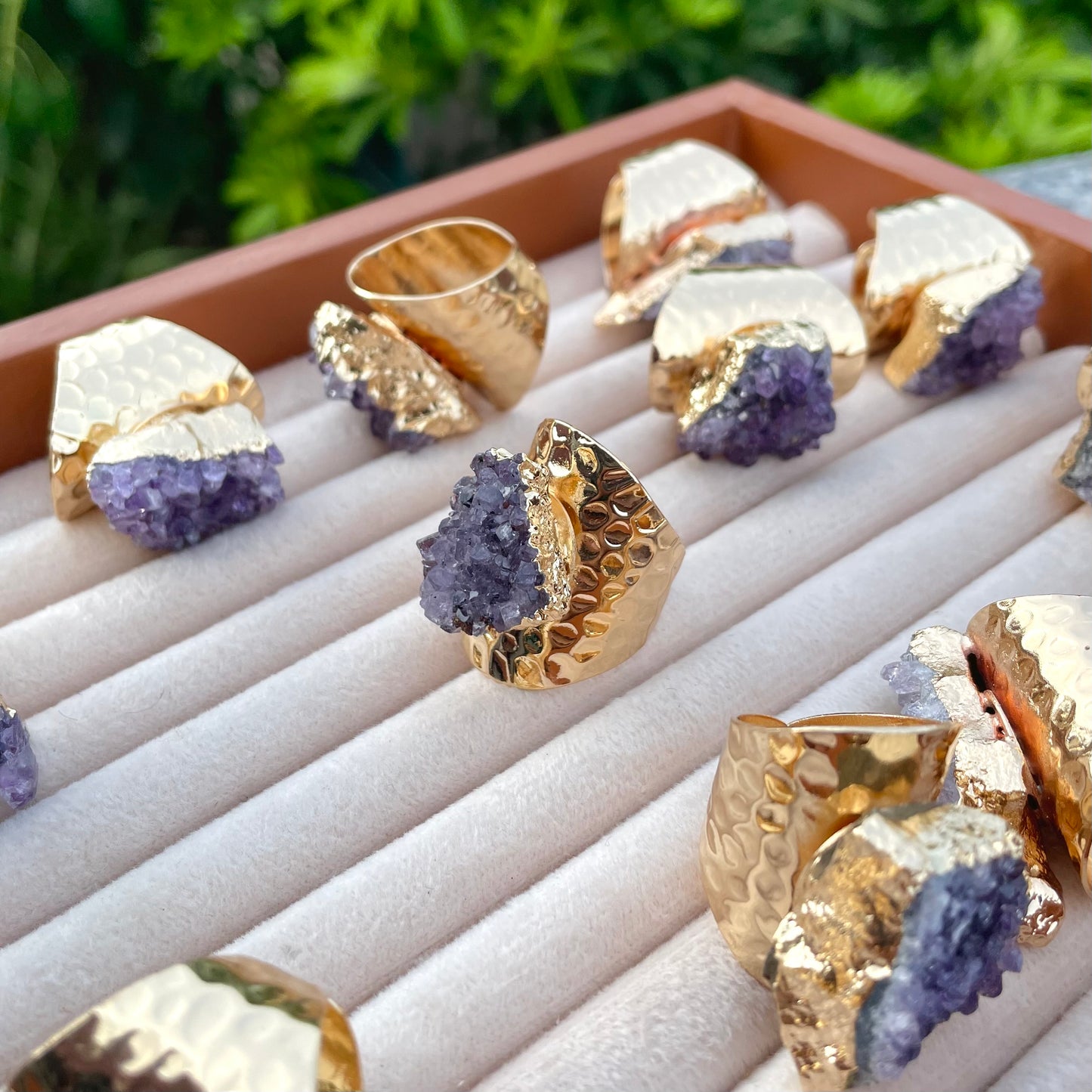 Amethyst Stone Ring - Adjustable