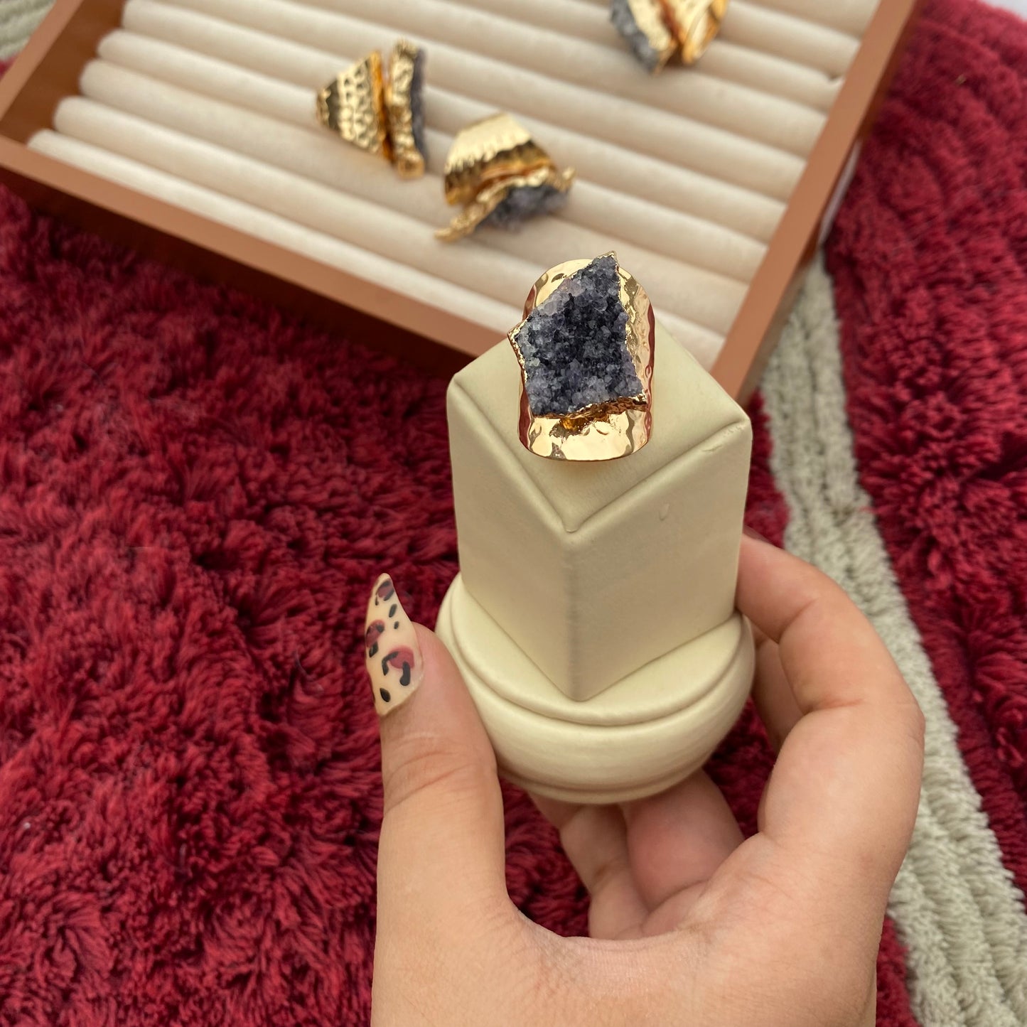 Amethyst Stone Ring - Adjustable