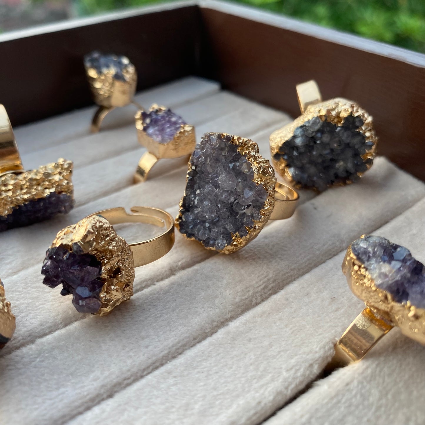 Amethyst Cluster Ring -Adjustable