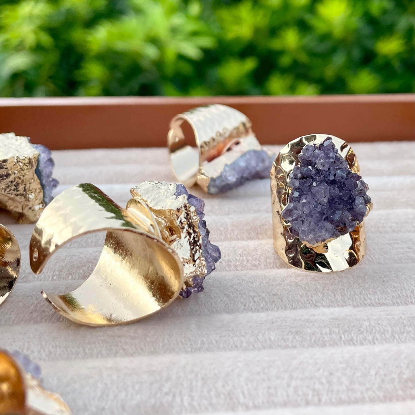 Amethyst Stone Ring - Adjustable