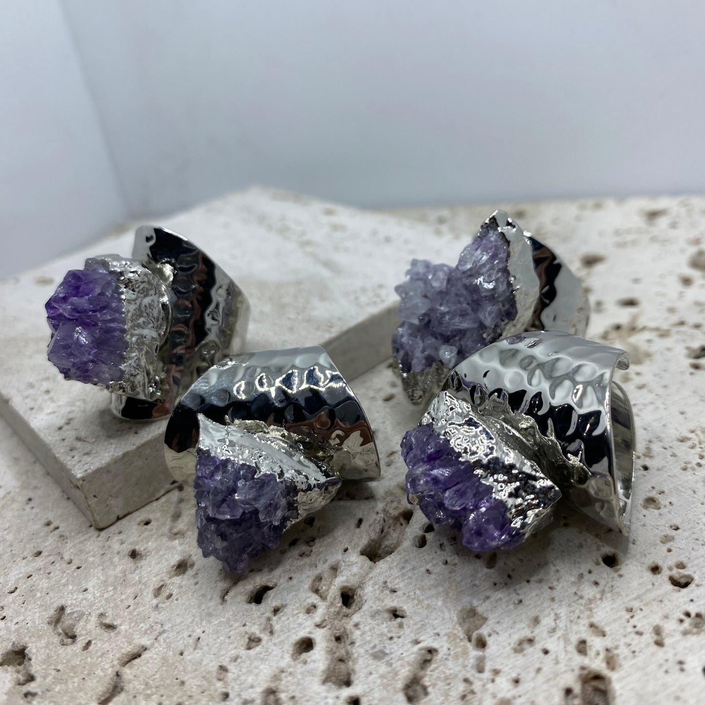 Amethyst Stone Ring - Adjustable - Sparkle Jewels