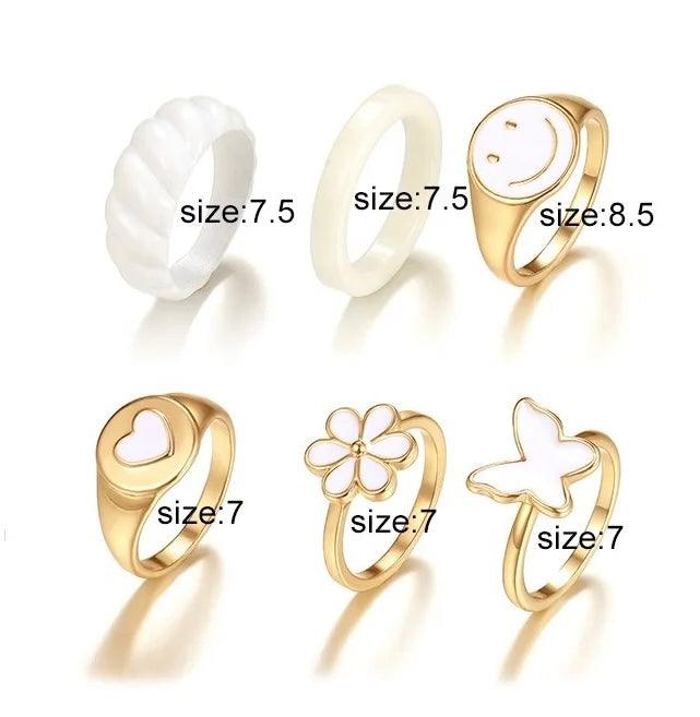 6Pcs butterfly Ring Set - Sparkle Jewels