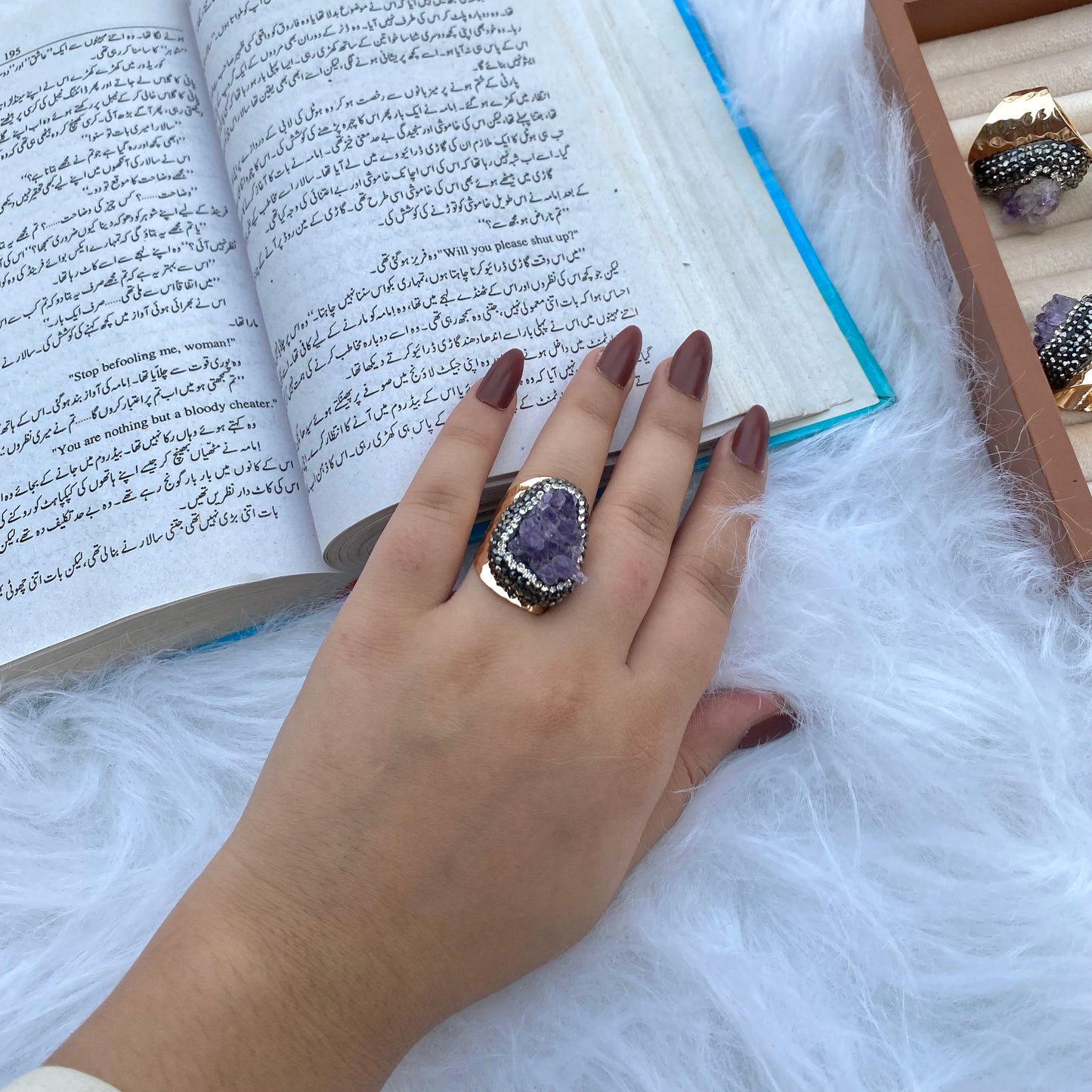 Inlay Amethyst Stone Ring