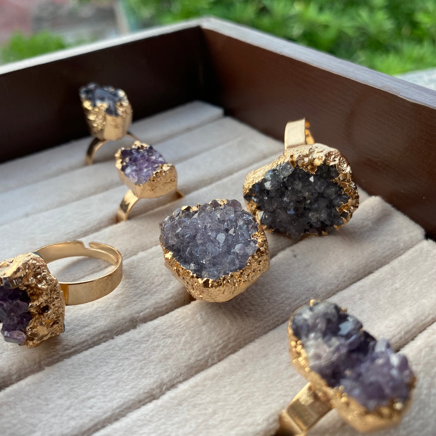 Amethyst Cluster Ring -Adjustable