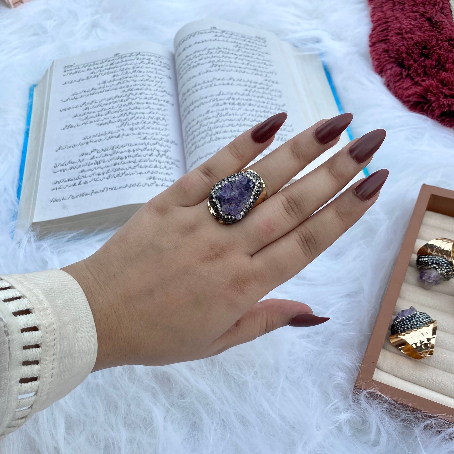Inlay Amethyst Stone Ring