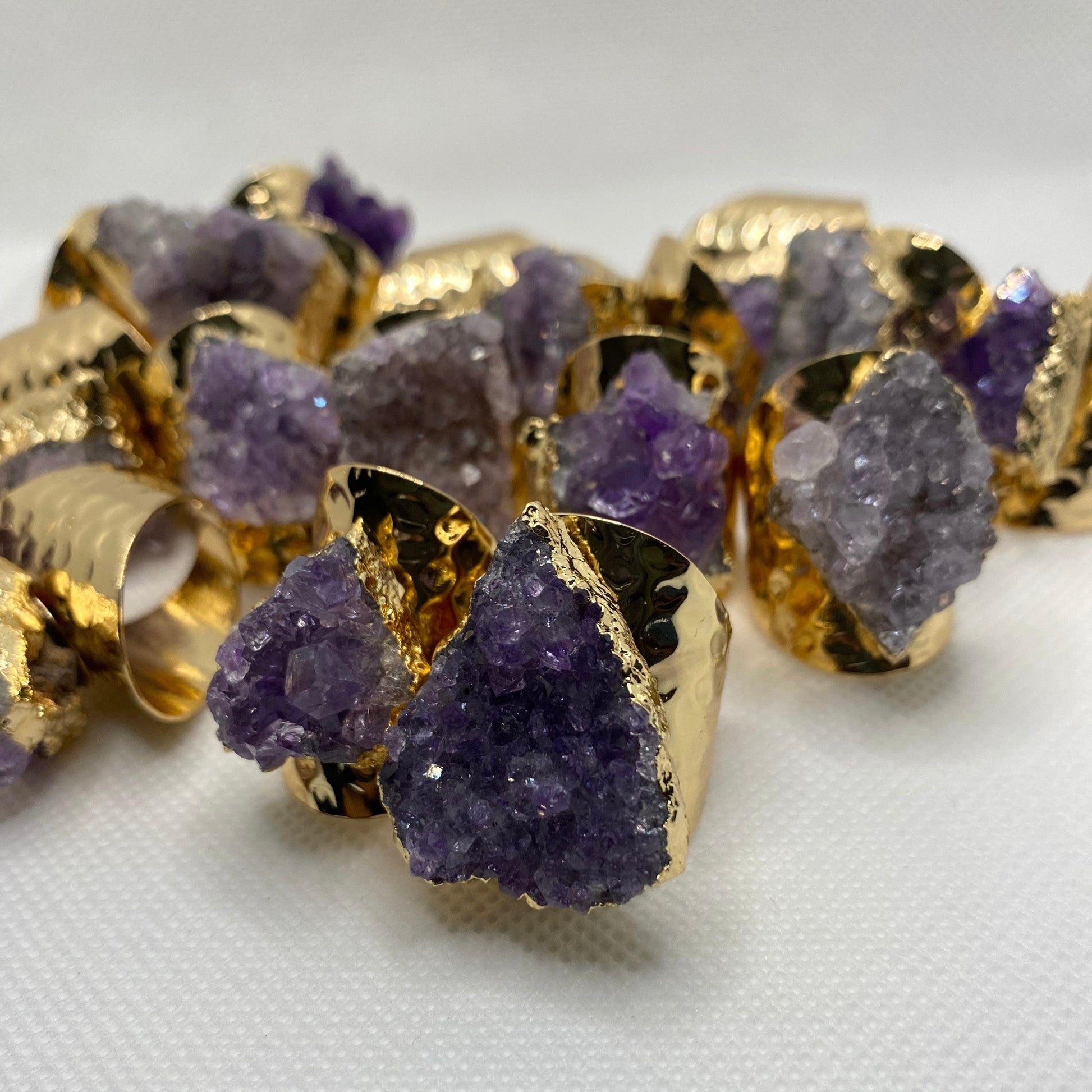 Amethyst Stone Ring - Adjustable - Sparkle Jewels