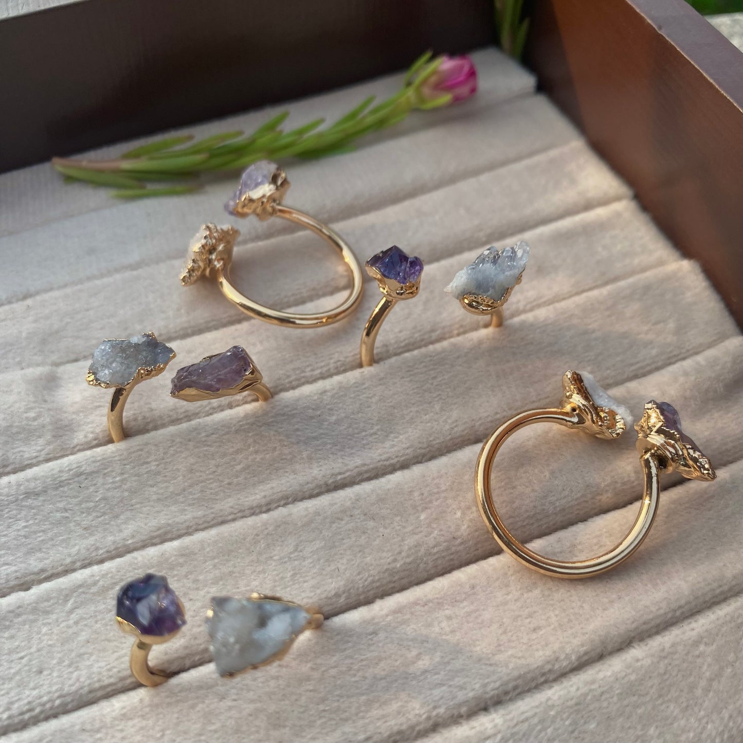 DruzyWhite-Amethyst Ring