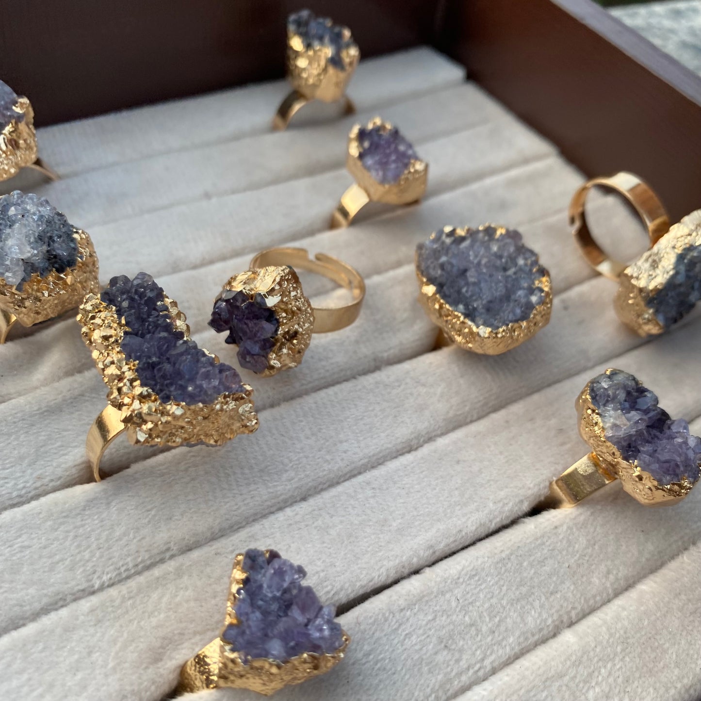 Amethyst Cluster Ring -Adjustable