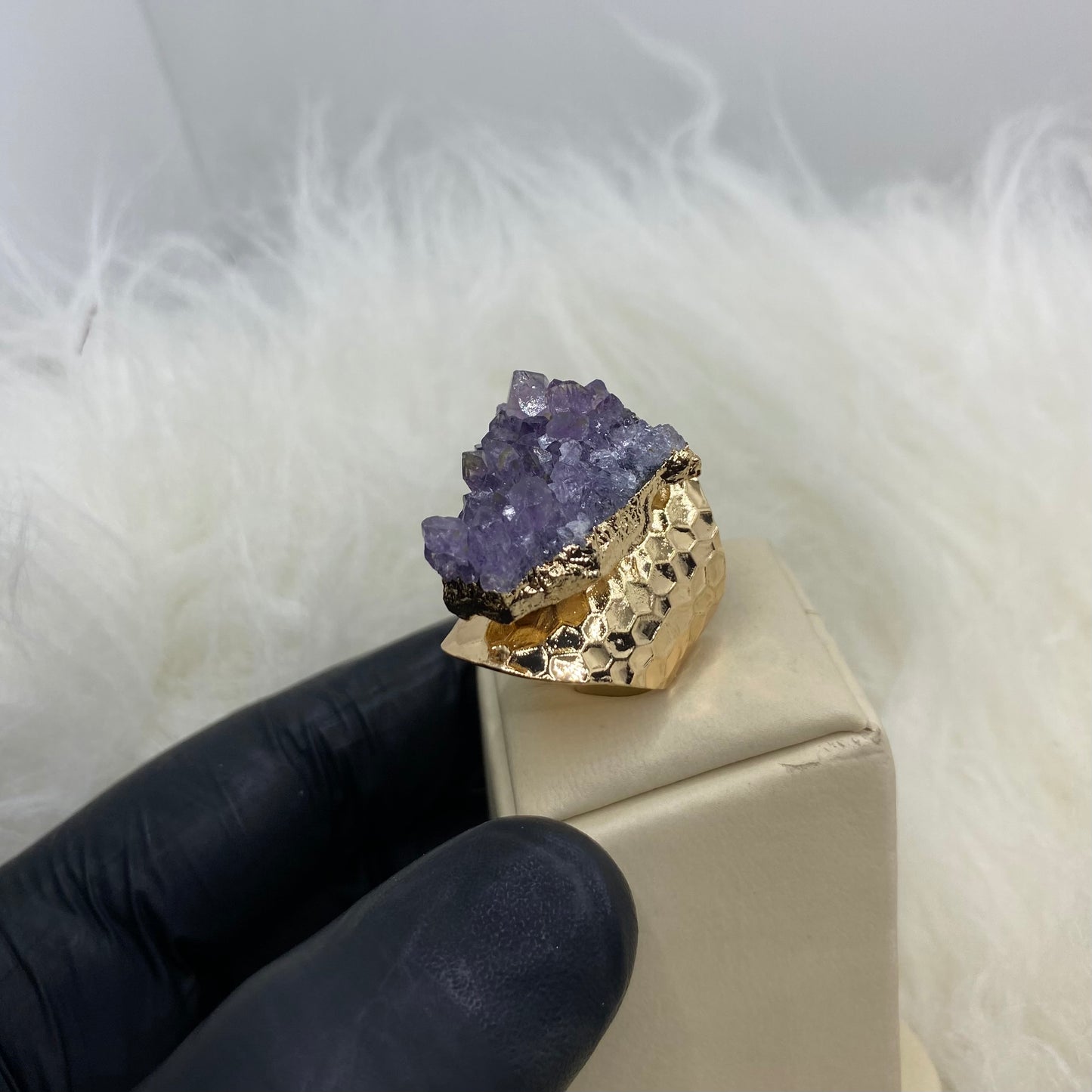 Amethyst Stone Ring - Adjustable