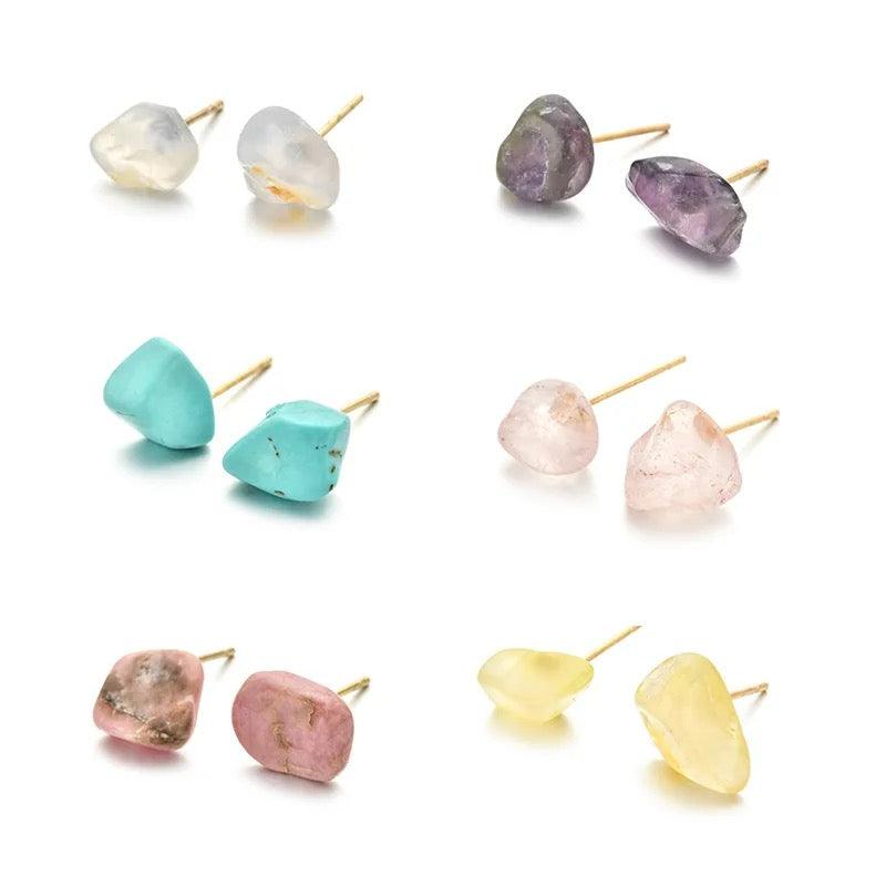 Natural Stone Studs - Sparkle Jewels