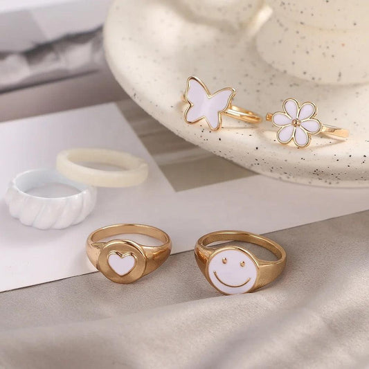 6Pcs butterfly Ring Set - Sparkle Jewels