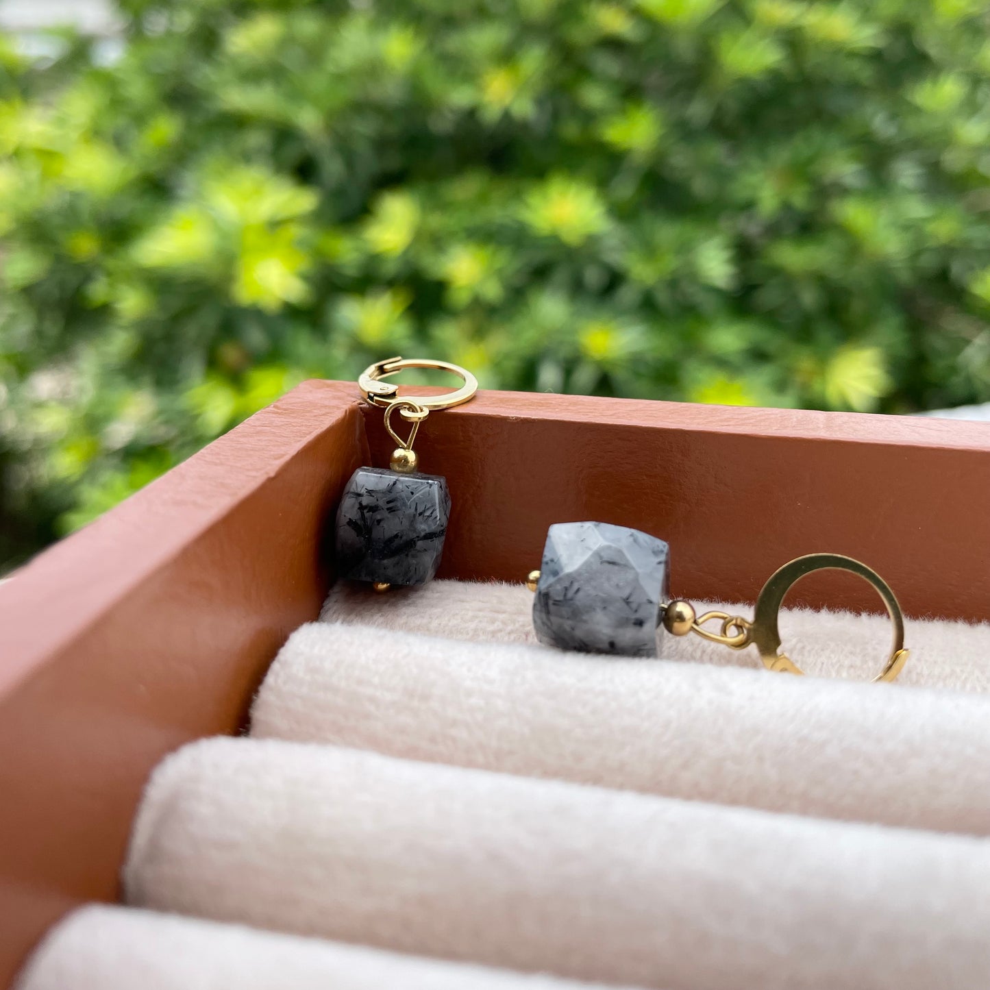 Stone Cube Earrings
