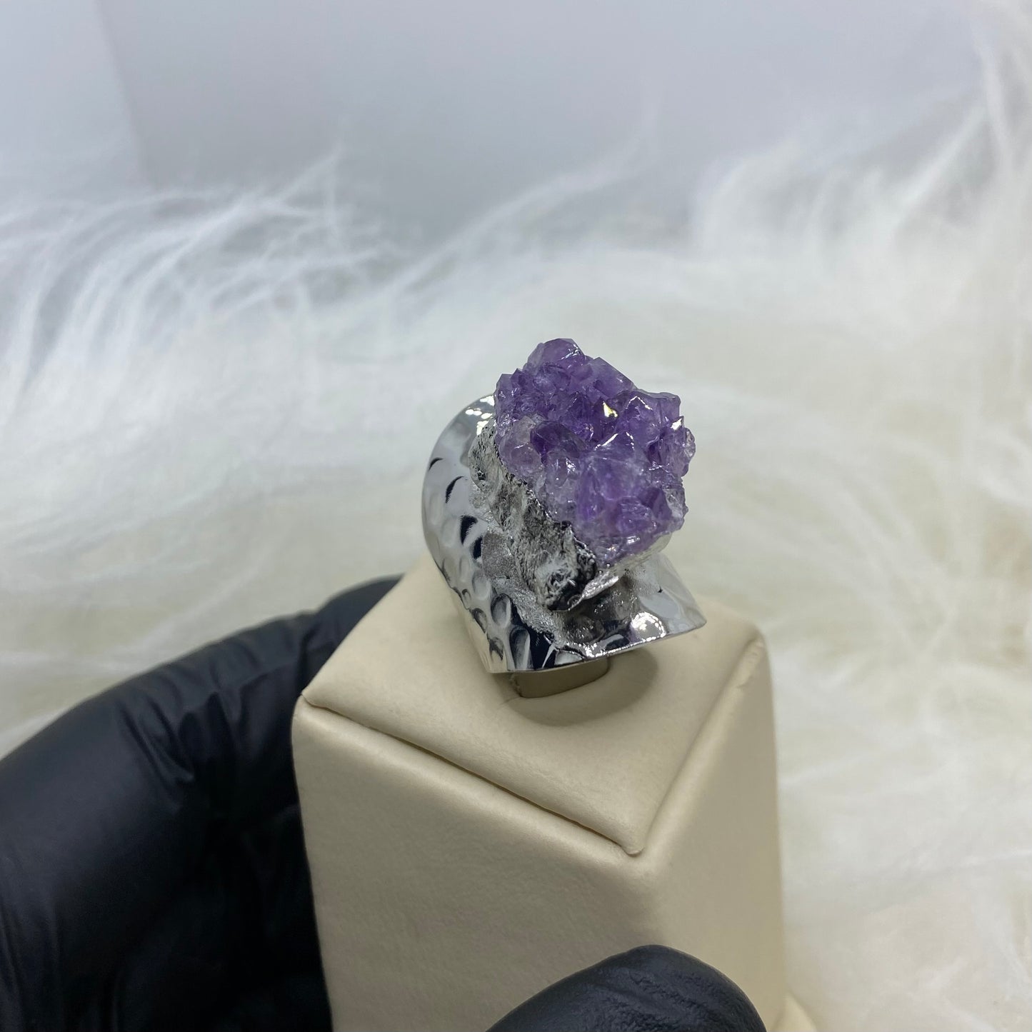 Amethyst Stone Ring - Adjustable
