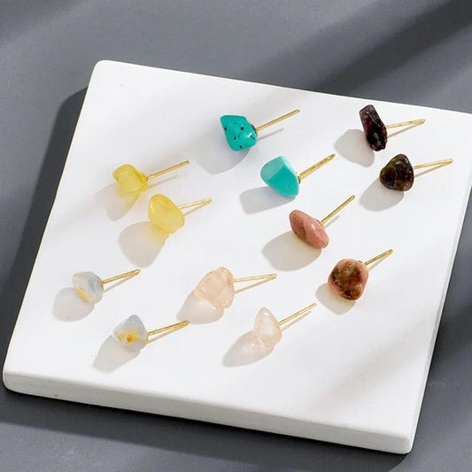 Natural Stone Studs - Sparkle Jewels