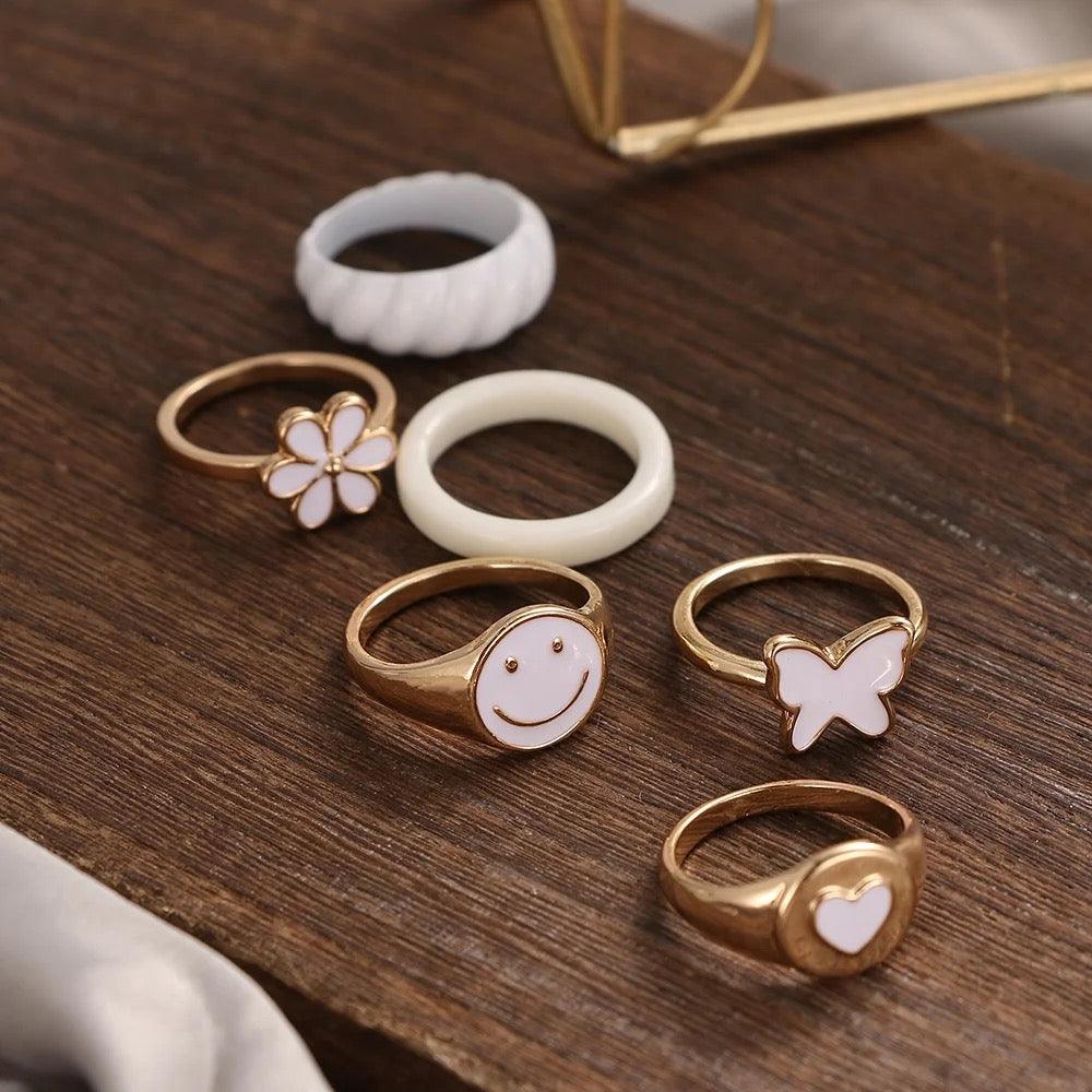 6Pcs butterfly Ring Set - Sparkle Jewels