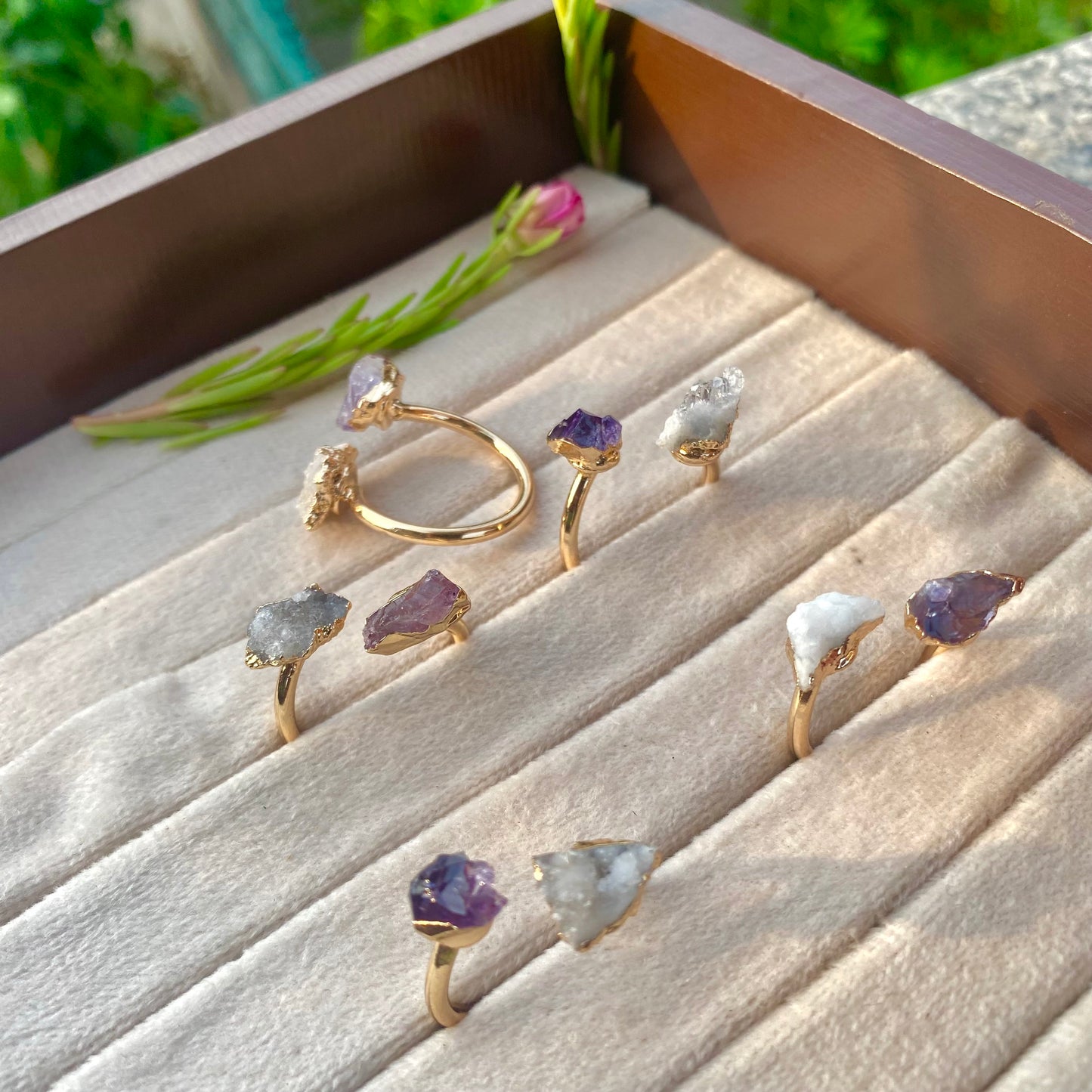 DruzyWhite-Amethyst Ring