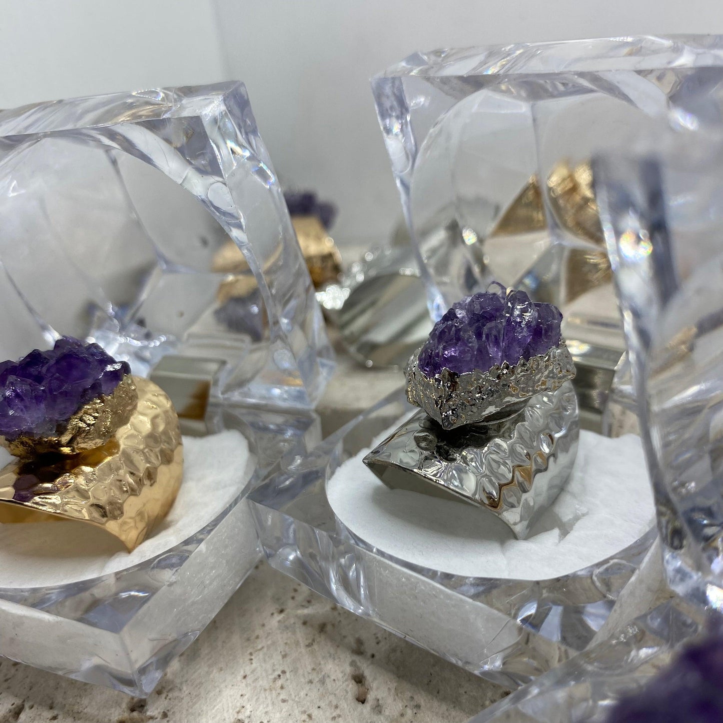 Amethyst Stone Ring - Adjustable - Sparkle Jewels