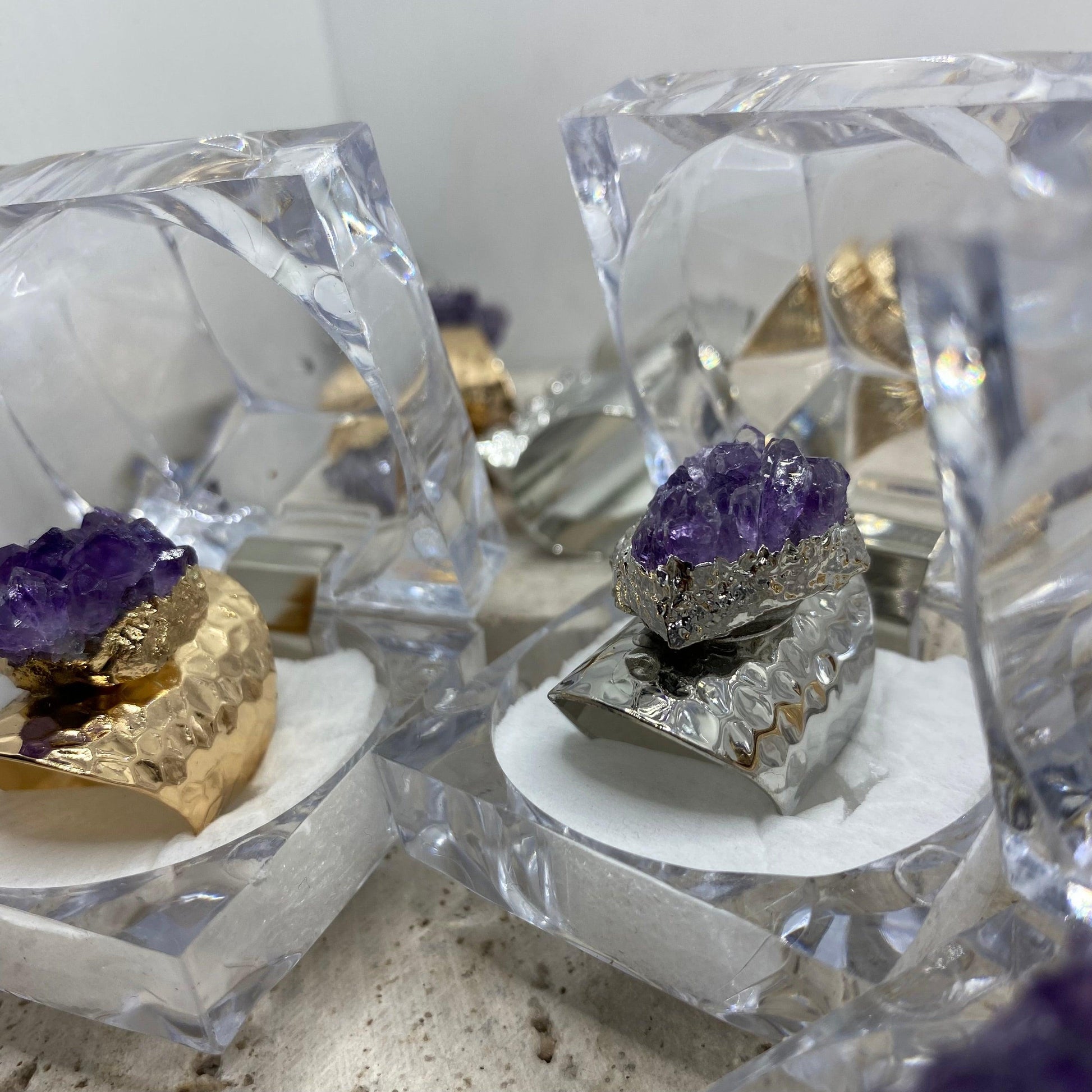 Amethyst Stone Ring - Adjustable - Sparkle Jewels