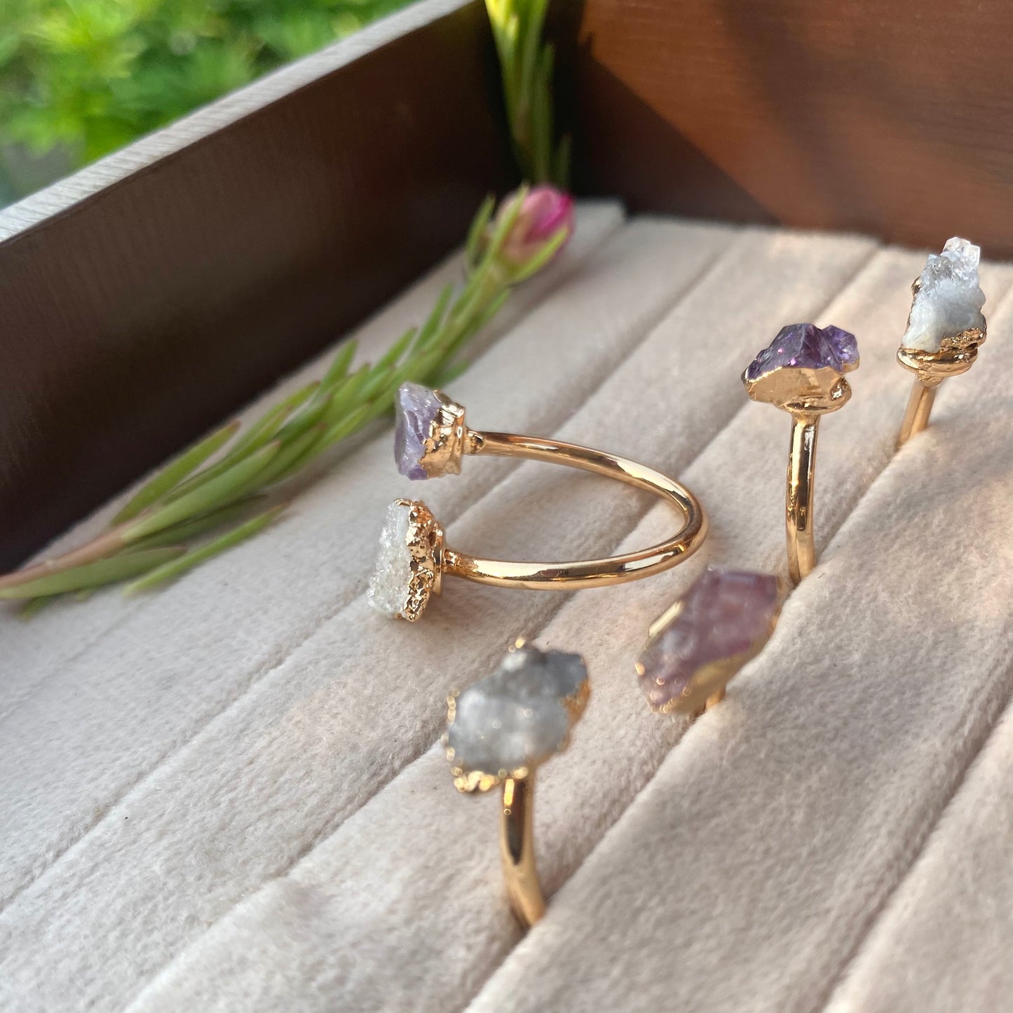 DruzyWhite-Amethyst Ring
