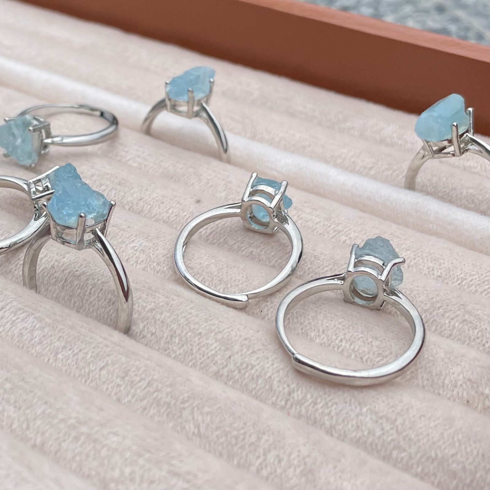 Raw Aquamarine Stone Ring - Adjustable