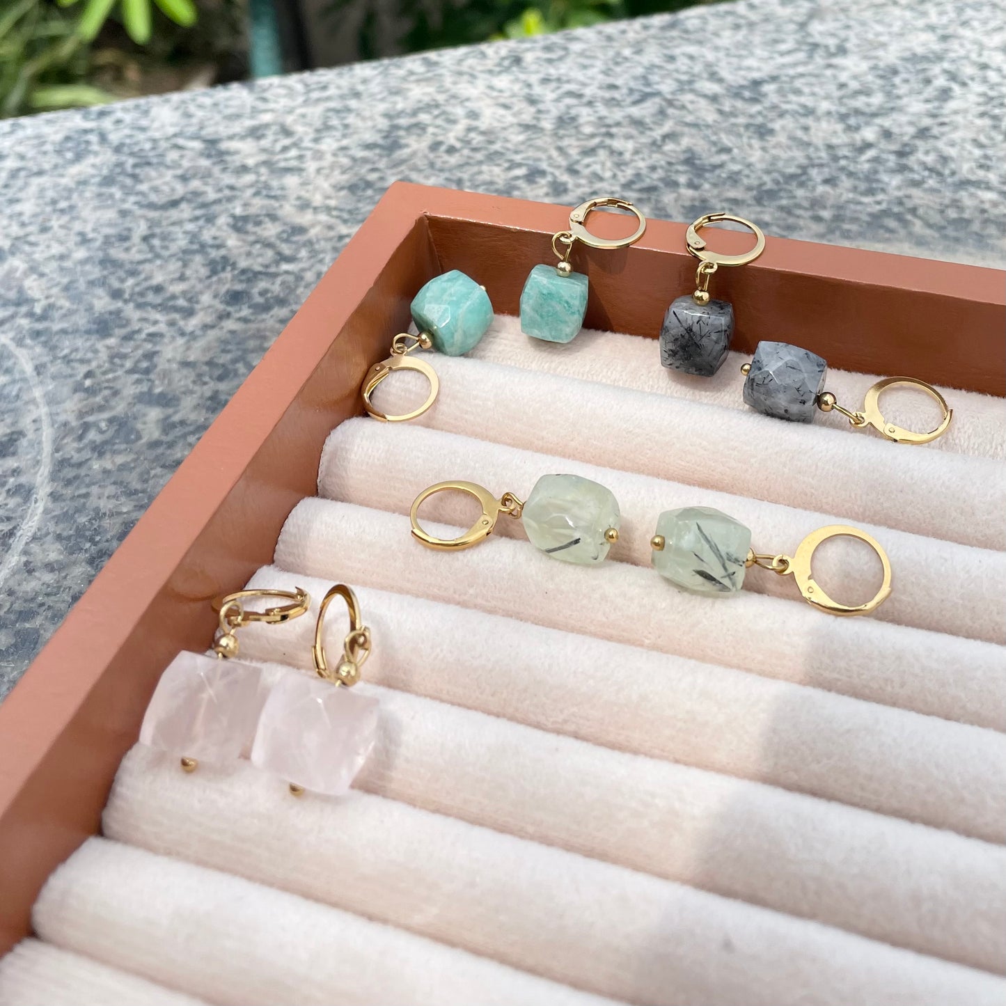 Stone Cube Earrings