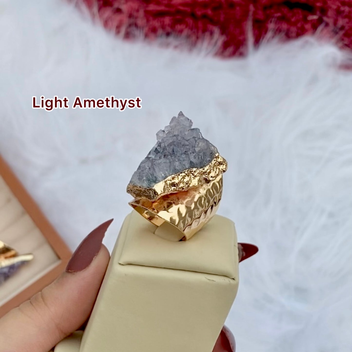 Amethyst Stone Ring - Adjustable