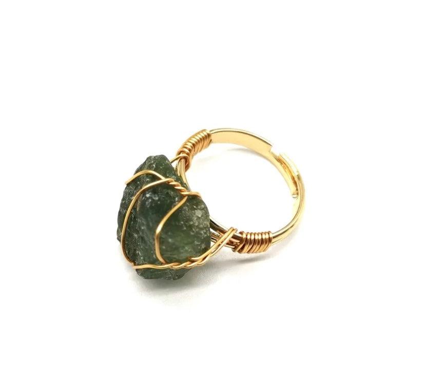 Wire Wrap Natural Stone Rings - Sparkle Jewels