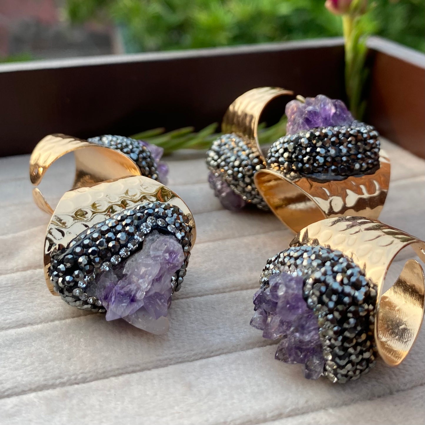 Inlay Amethyst Stone Ring