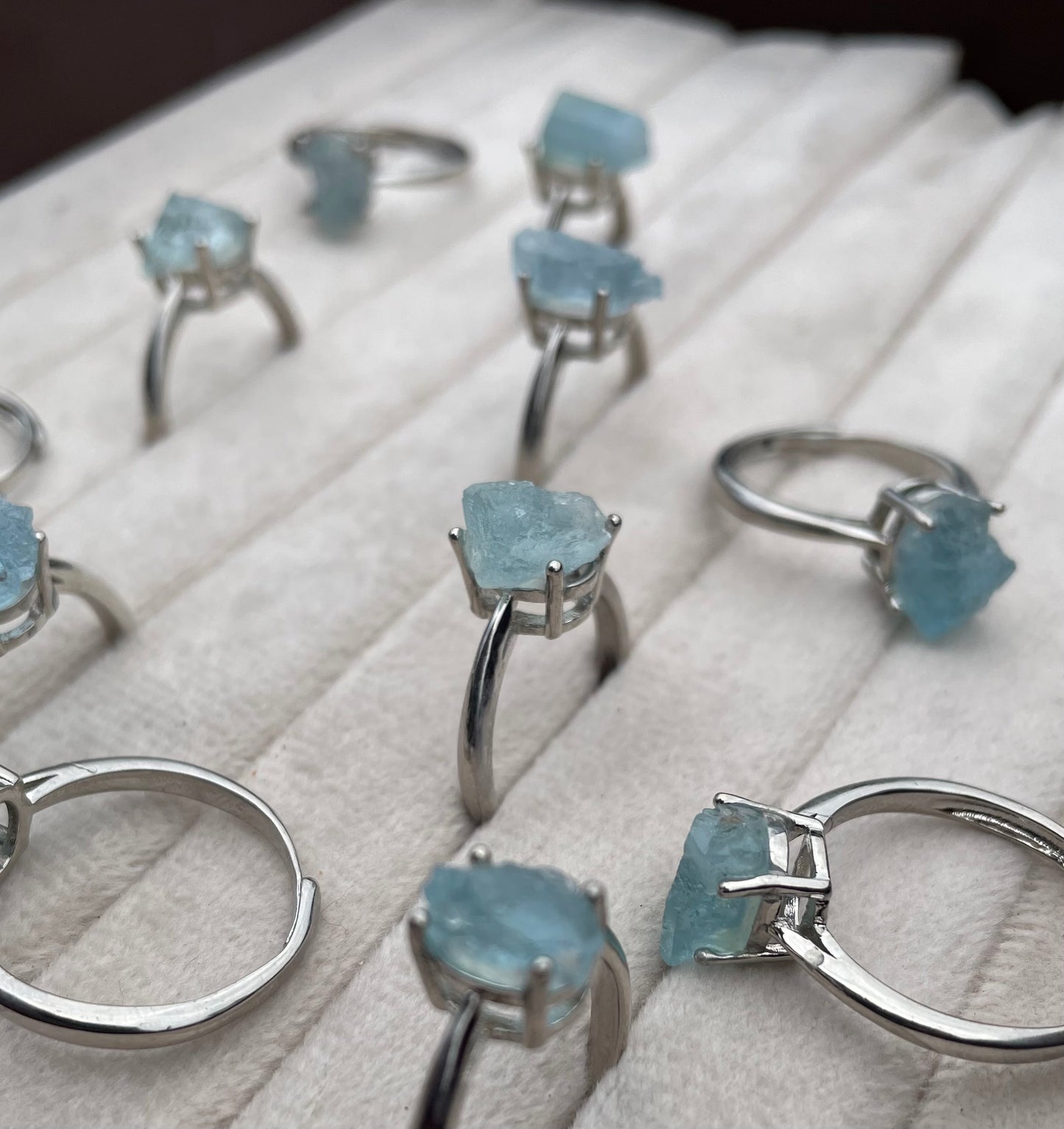 Raw Aquamarine Stone Ring - Adjustable