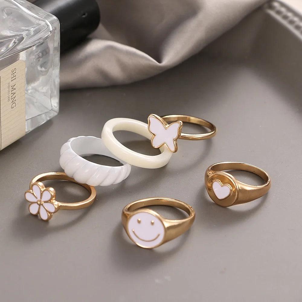 6Pcs butterfly Ring Set - Sparkle Jewels