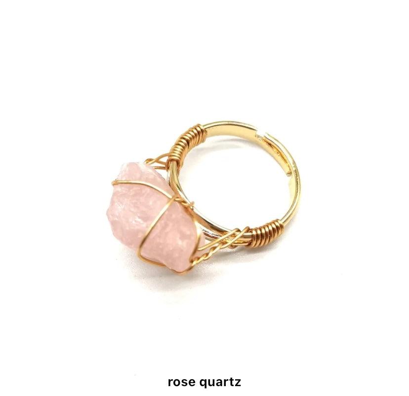 Wire Wrap Natural Stone Rings - Sparkle Jewels