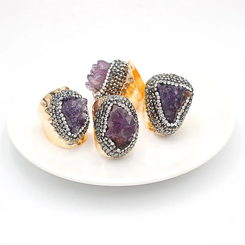 Inlay Amethyst Stone Ring