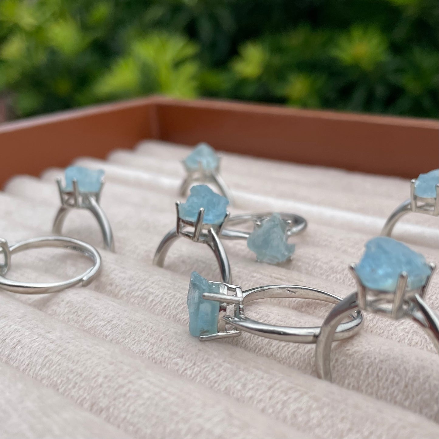 Raw Aquamarine Stone Ring - Adjustable