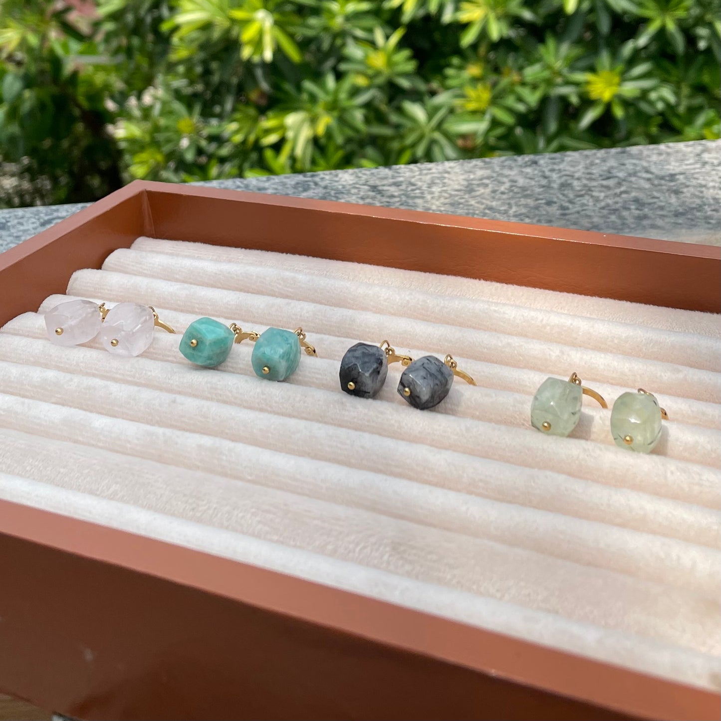 Stone Cube Earrings