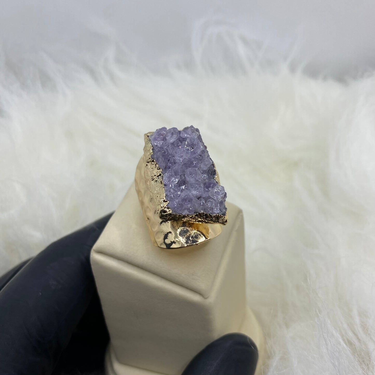 Amethyst Stone Ring - Adjustable