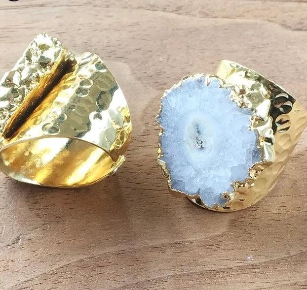 White druzy Ring - Sparkle Jewels