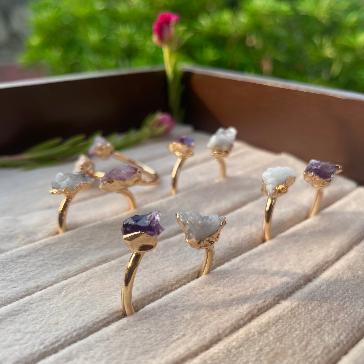 DruzyWhite-Amethyst Ring