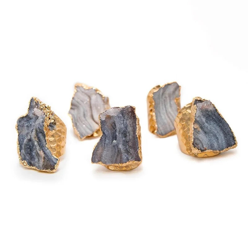 Grey Agate Ring - Adjustable