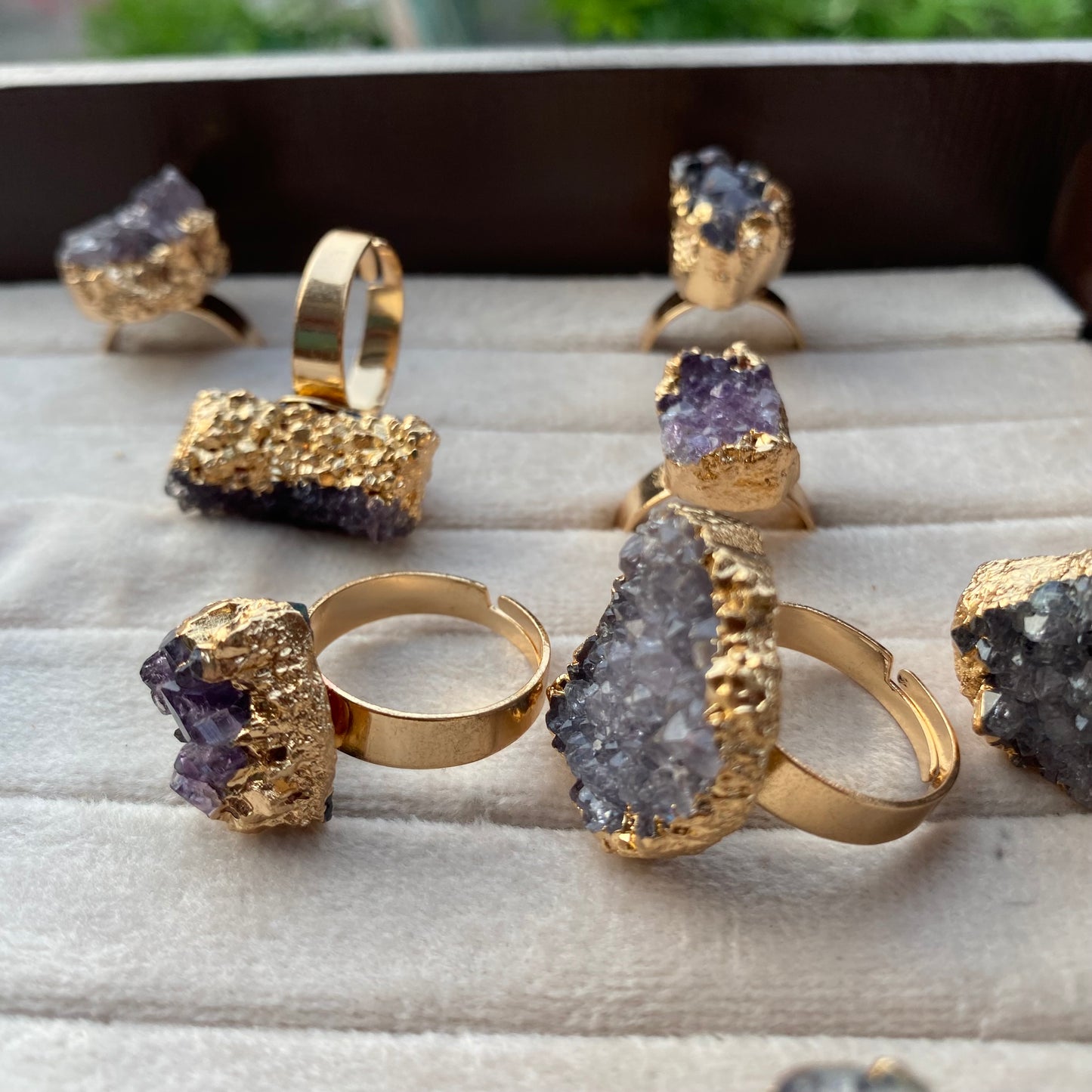 Amethyst Cluster Ring -Adjustable