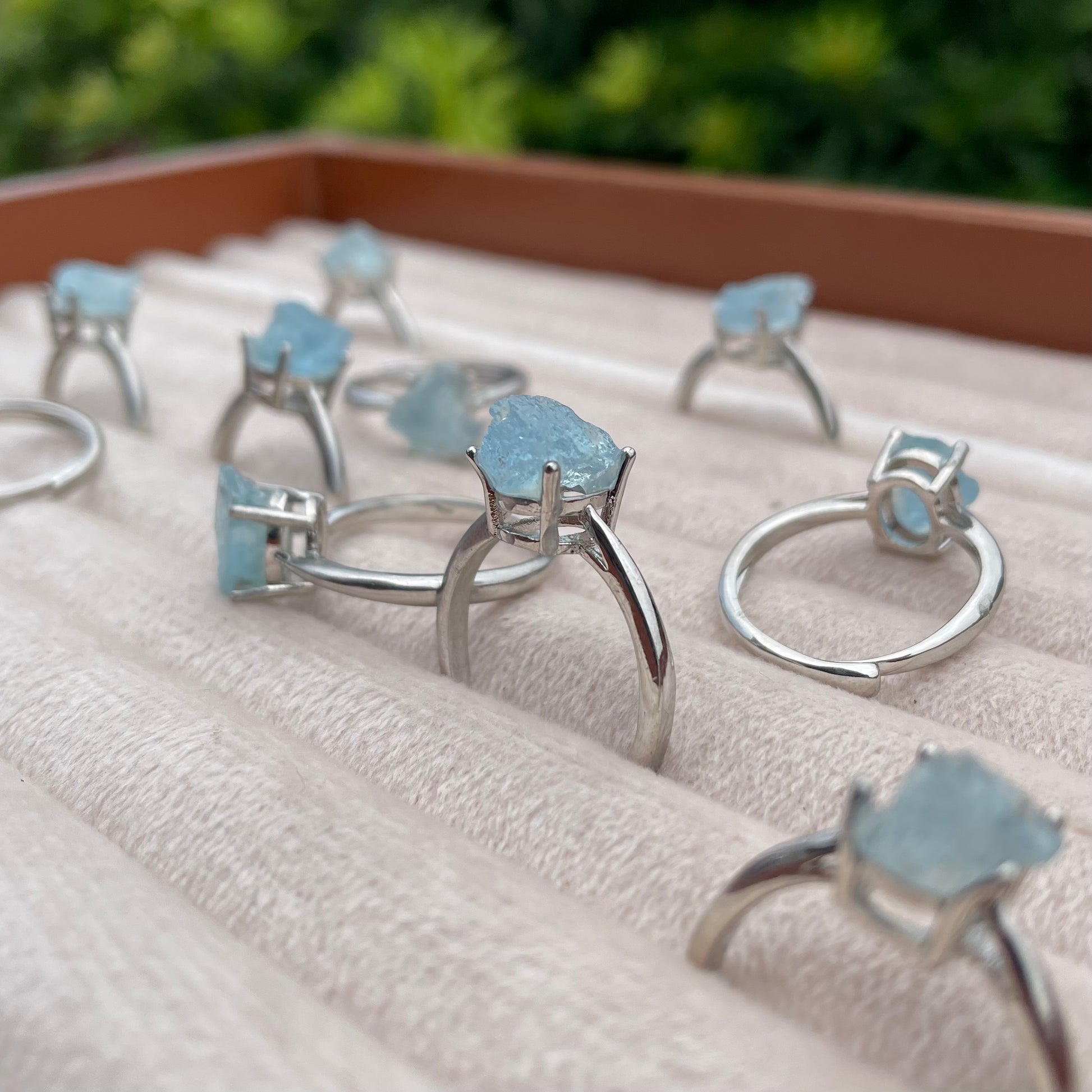 Raw Aquamarine Stone Ring - Adjustable
