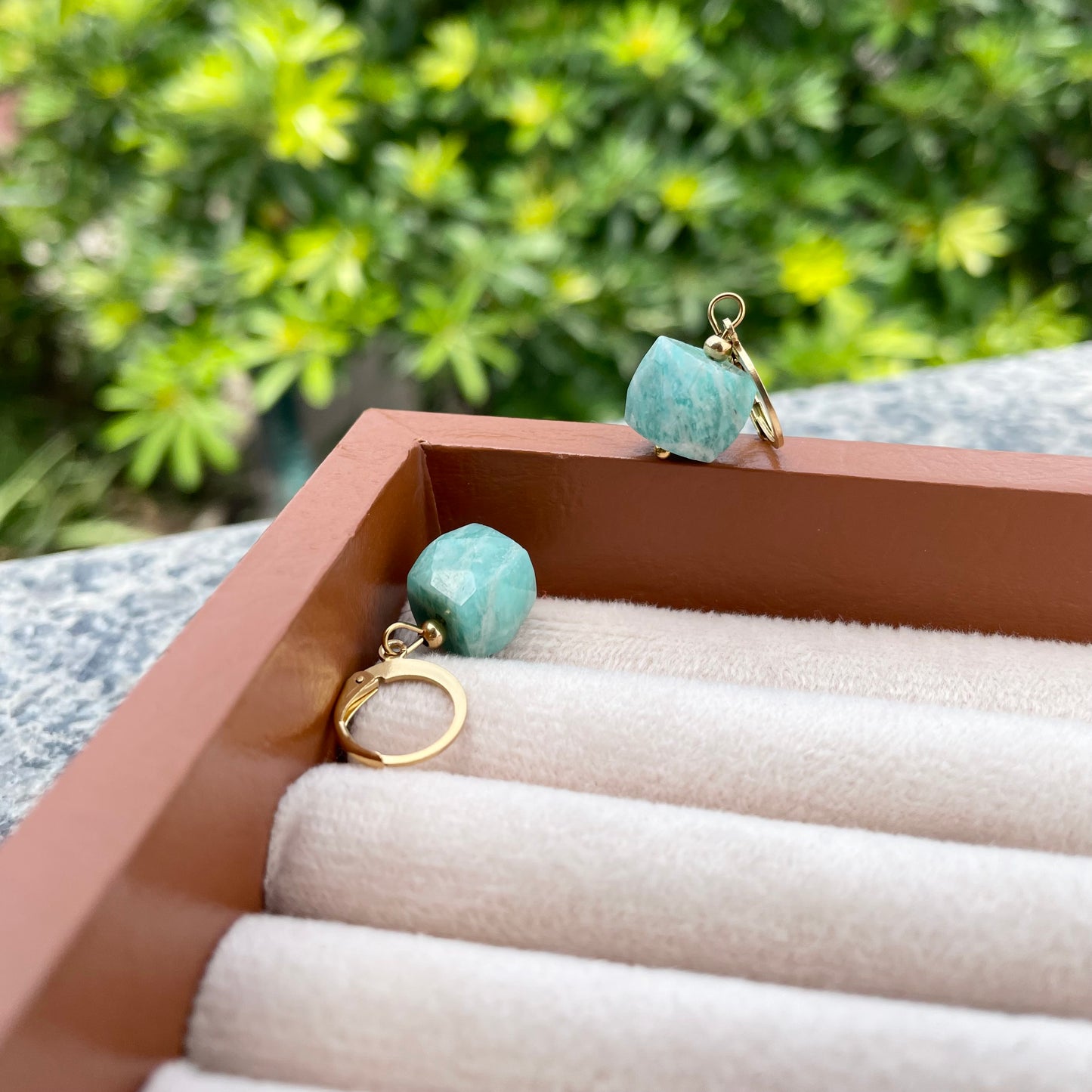 Stone Cube Earrings